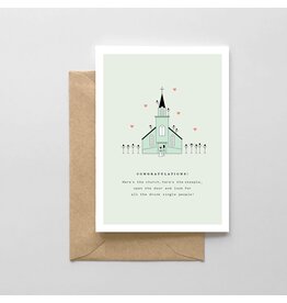 Church, Steeple, Drunk People Wedding Card