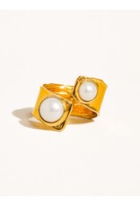 Flanerie Chœur 18K Gold Non-Tarnish Pearl Abstract Ring