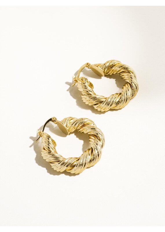 Flanerie Isla 18K Gold Classic Bold Twisted Hoop Earring