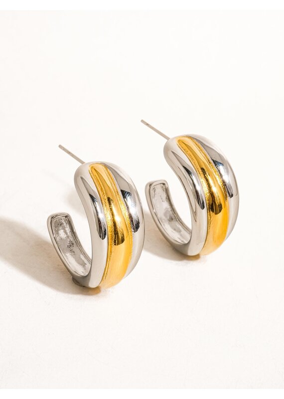 Flanerie Lazare 18K Non-Tarnish Multi C Hoop Earring
