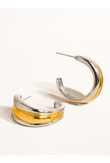 Flanerie Lazare 18K Non-Tarnish Multi C Hoop Earring