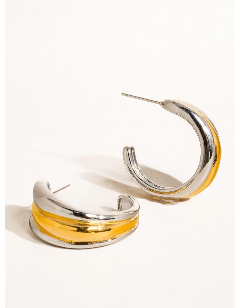 Flanerie Lazare 18K Non-Tarnish Multi C Hoop Earring