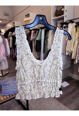 ASTR Kissel Floral Eyelet Cropped Top