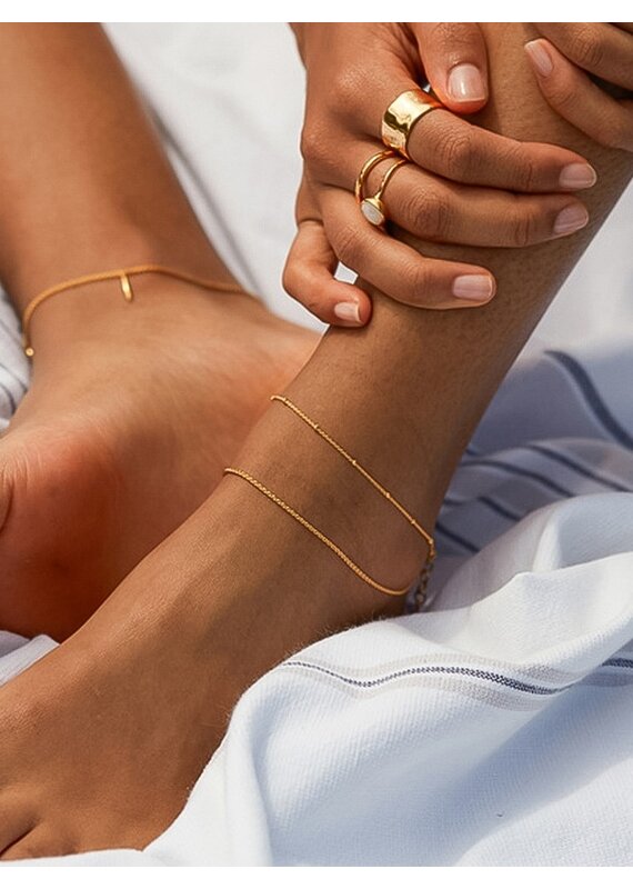 Flanerie Pennie 18K Gold Layered Chain Anklet