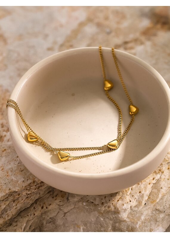 Flanerie Taylar 18K Gold Layered Heart Anklet