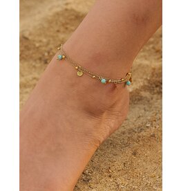 Flanerie Zinnia 18K Gold Beaded Shell Charm Anklet