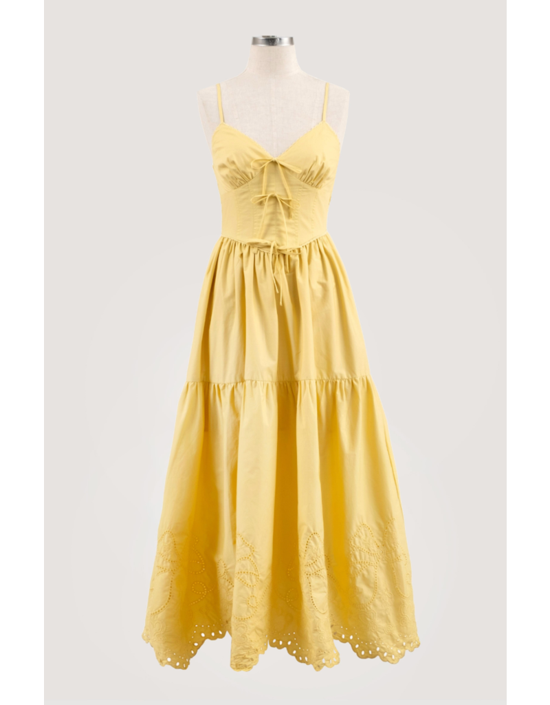 Moon River Jessie Eyelet & Bow Detail Dress