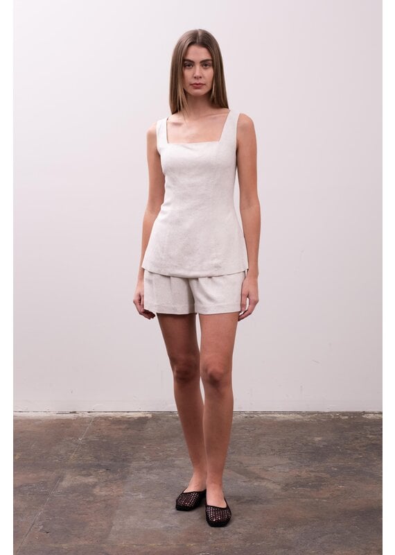 Moon River Victoria Linen Square Neck Top