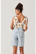 ASTR Allexina Satin Tie-Shoulder Top