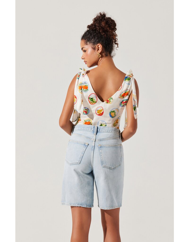 ASTR Allexina Satin Tie-Shoulder Top
