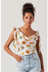 ASTR Allexina Satin Tie-Shoulder Top
