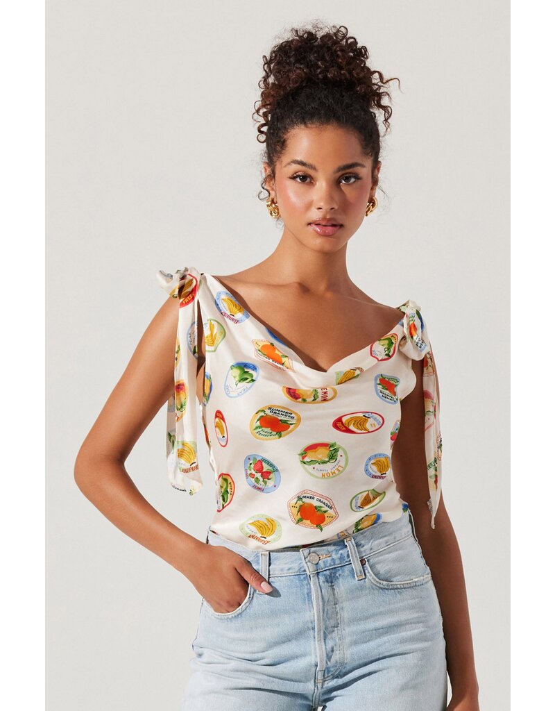 ASTR Allexina Satin Tie-Shoulder Top
