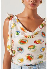 ASTR Allexina Satin Tie-Shoulder Top