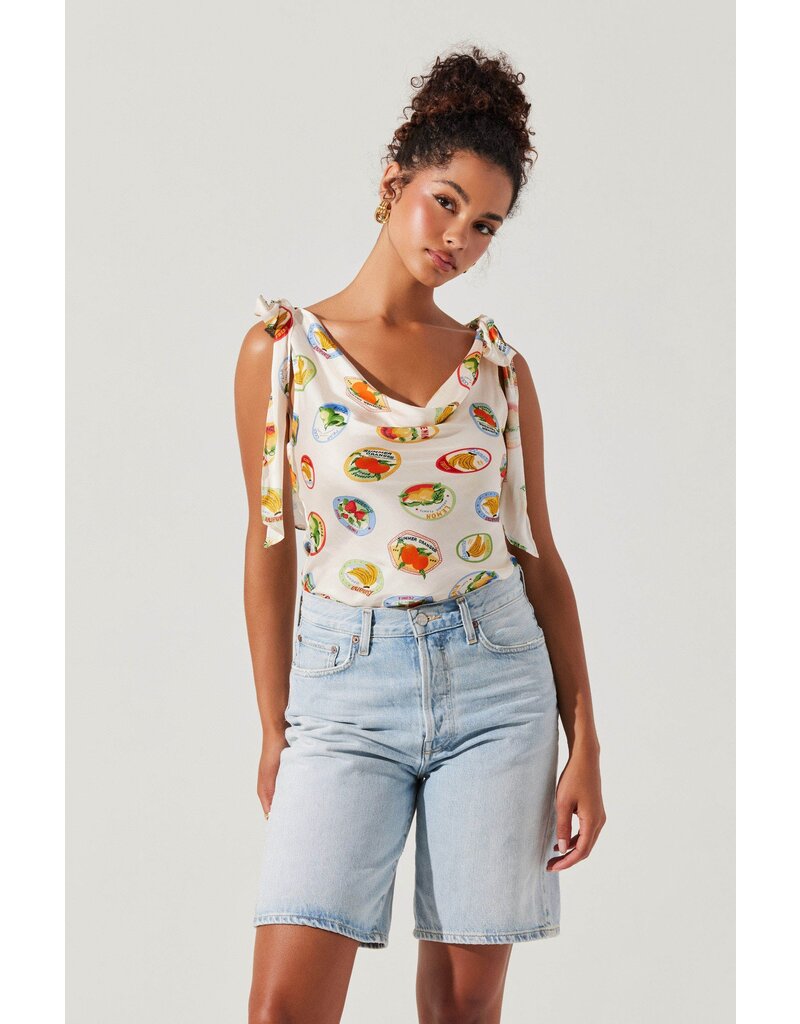 ASTR Allexina Satin Tie-Shoulder Top