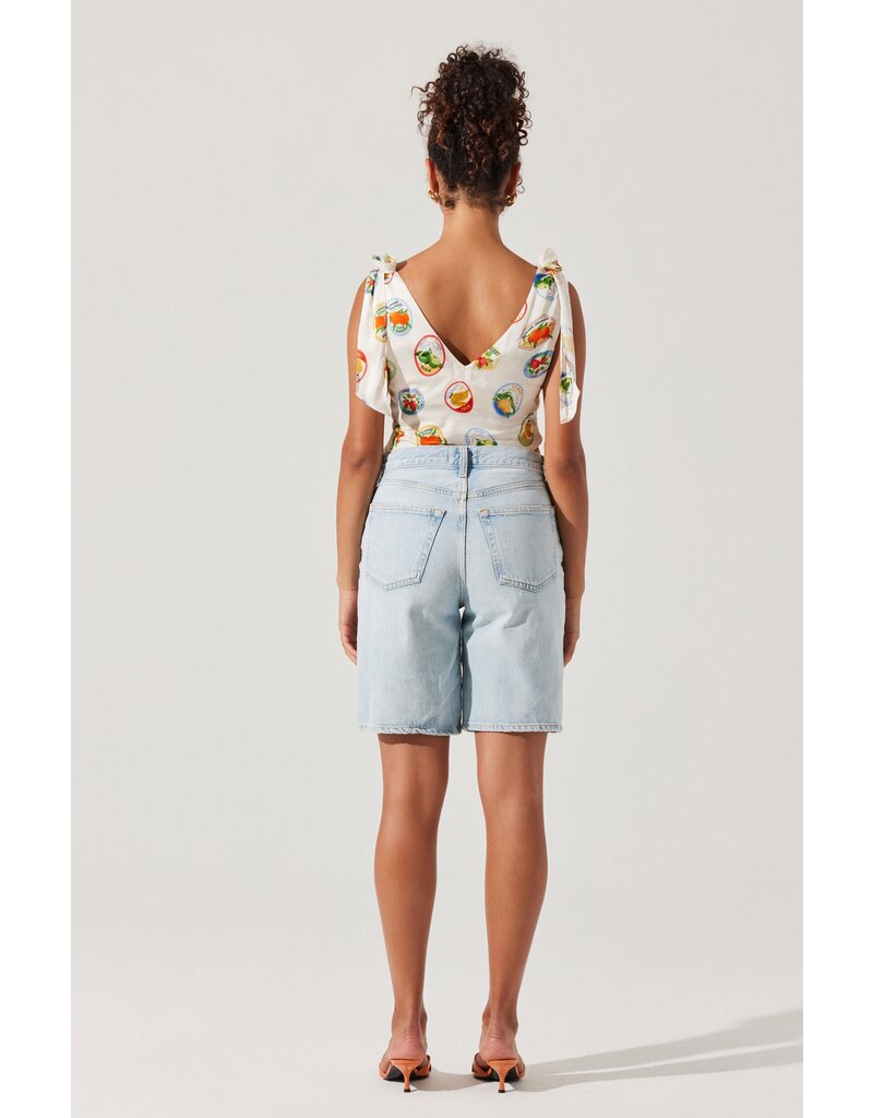 ASTR Allexina Satin Tie-Shoulder Top