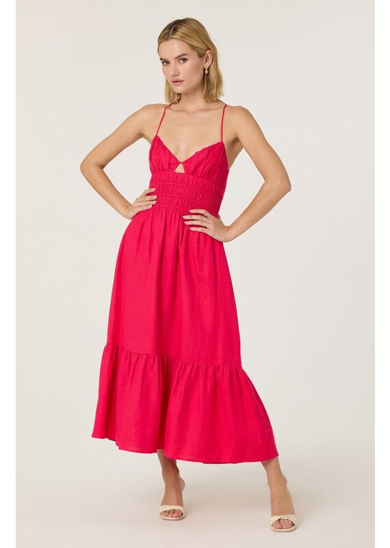 ASTR Eleni Linen-Blend Midi Dress