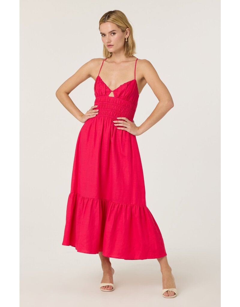 ASTR Eleni Linen-Blend Midi Dress