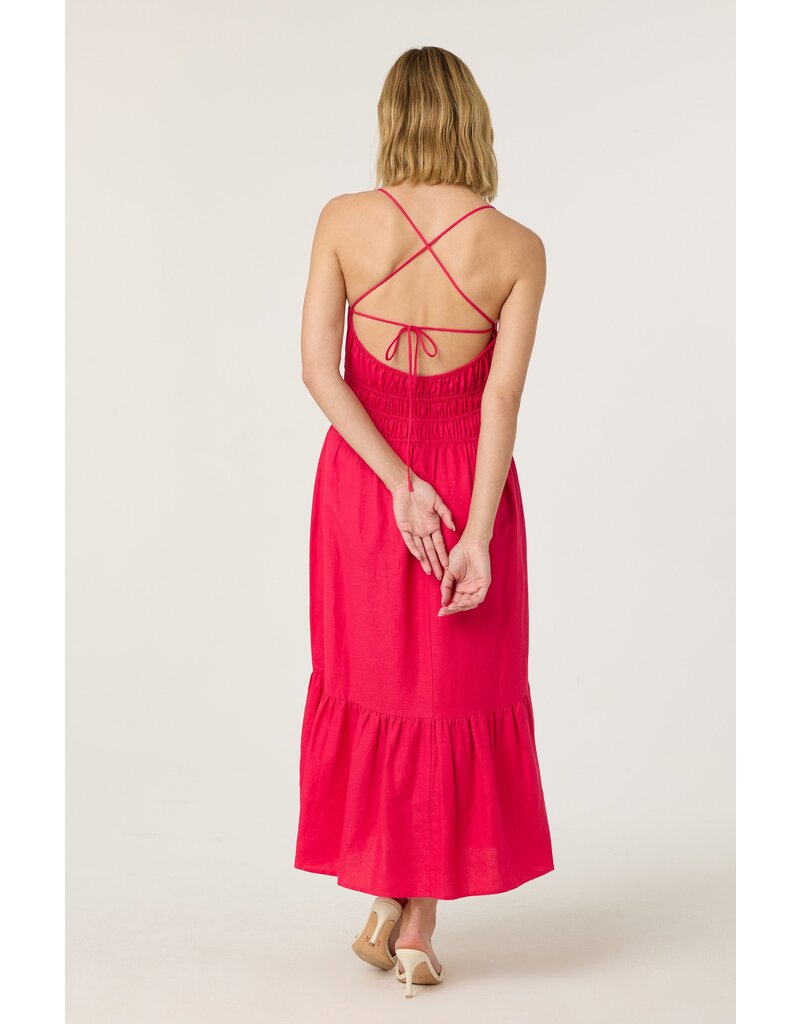 ASTR Eleni Linen-Blend Midi Dress