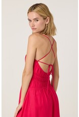 ASTR Eleni Linen-Blend Midi Dress