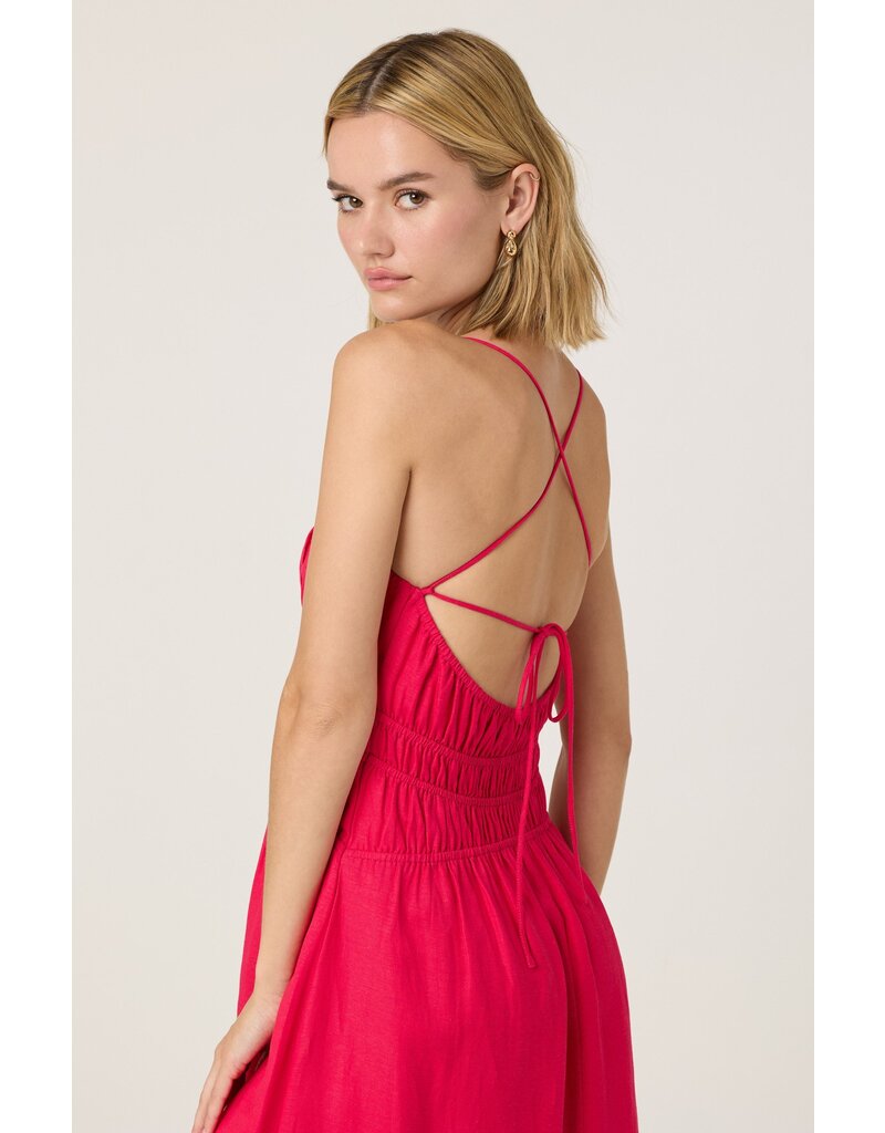 ASTR Eleni Linen-Blend Midi Dress