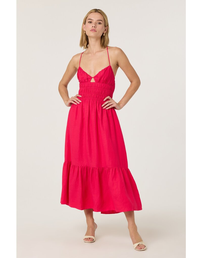 ASTR Eleni Linen-Blend Midi Dress