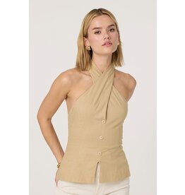 ASTR Yaritza Crossover Linen Blend Vest