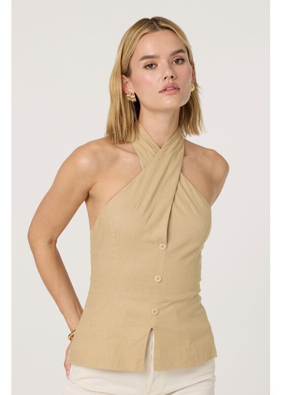ASTR Yaritza Crossover Linen Blend Vest