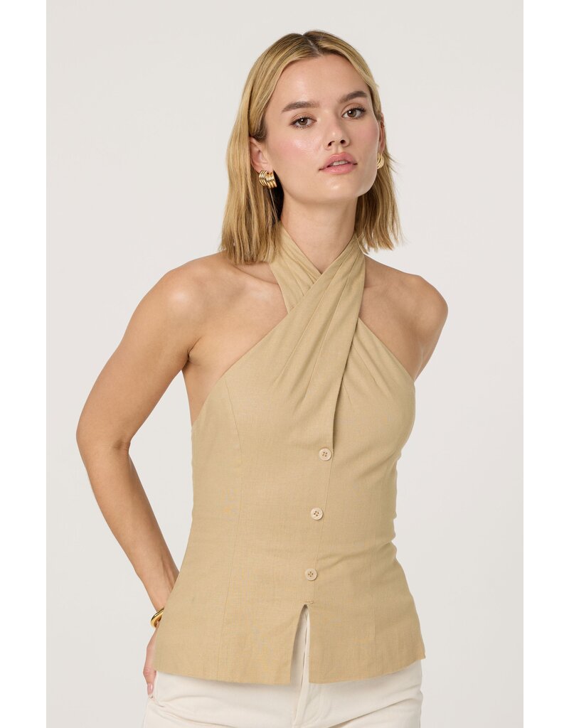 ASTR Yaritza Crossover Linen Blend Vest