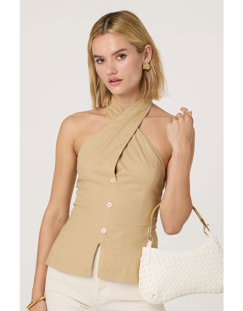 ASTR Yaritza Crossover Linen Blend Vest