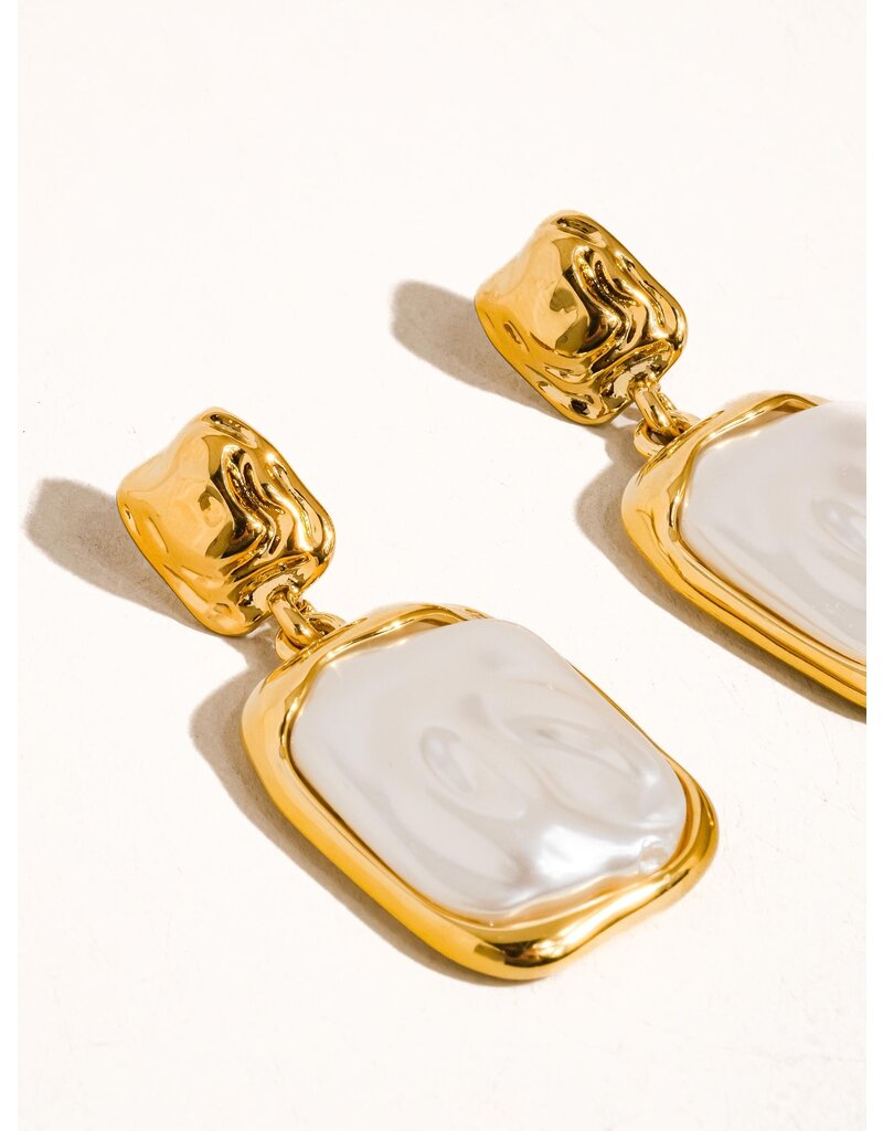 Flanerie Jacques 18K Gold Non-Tarnish Square Earring