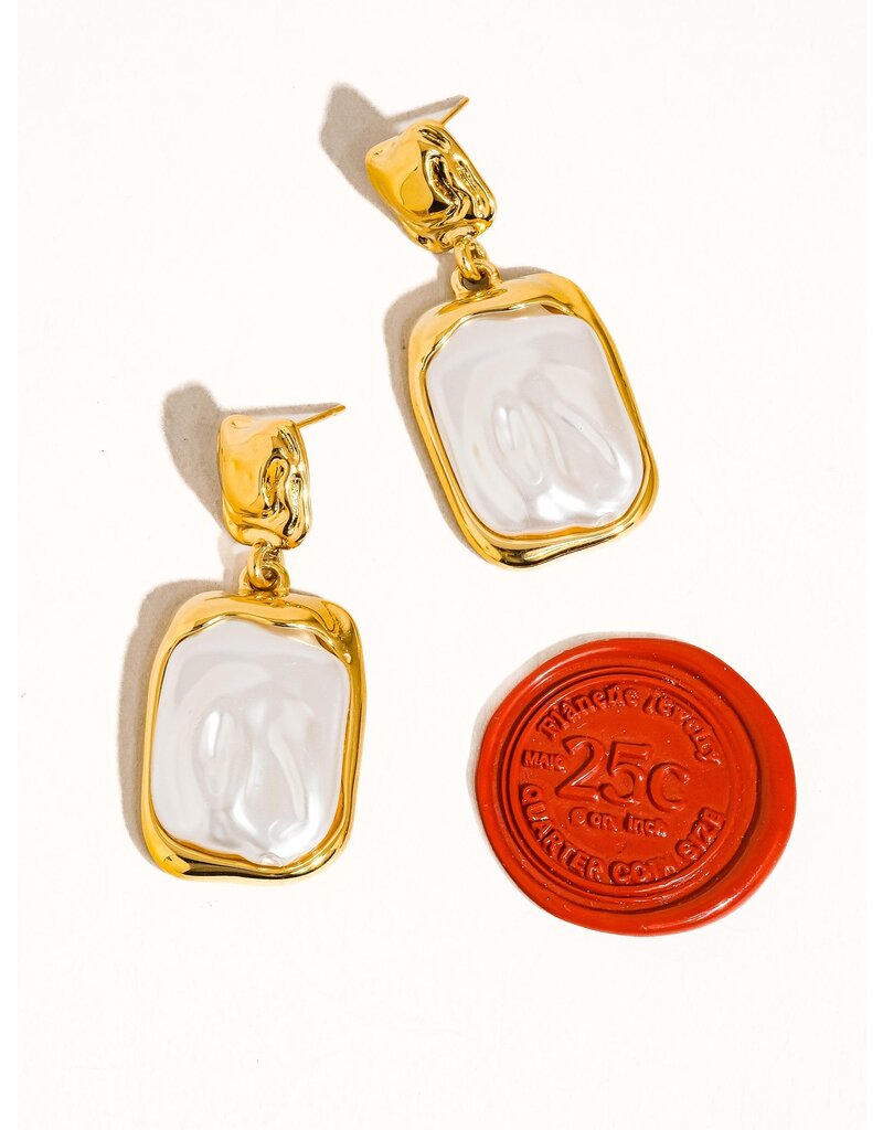 Flanerie Jacques 18K Gold Non-Tarnish Square Earring