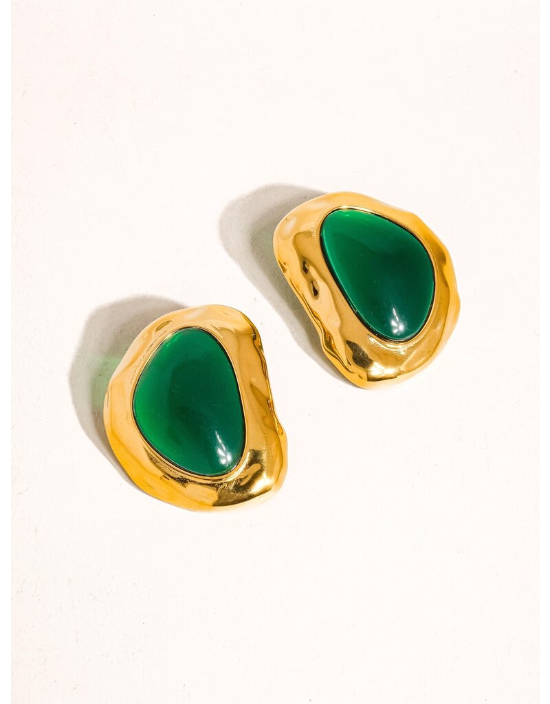 Flanerie Mei 18K Non-Tarnish Stone Stud Earring