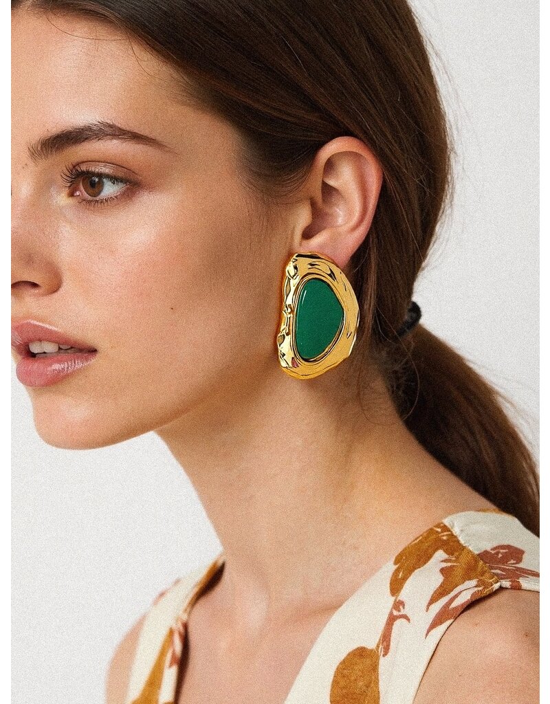 Flanerie Mei 18K Non-Tarnish Stone Stud Earring