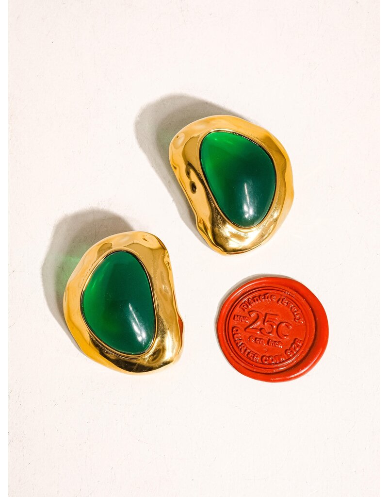 Flanerie Mei 18K Non-Tarnish Stone Stud Earring