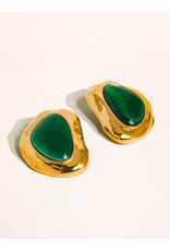 Flanerie Mei 18K Non-Tarnish Stone Stud Earring