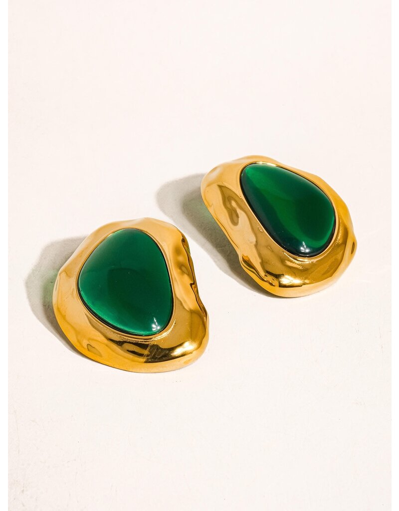 Flanerie Mei 18K Non-Tarnish Stone Stud Earring