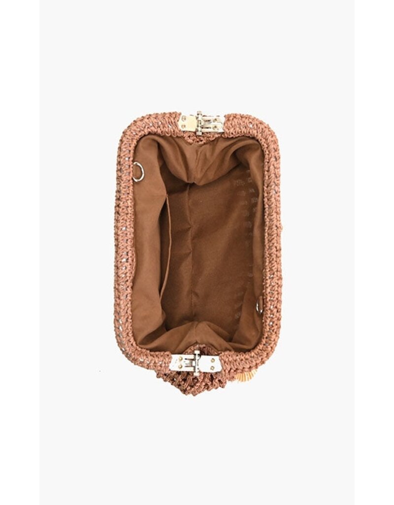 America & Beyond Crochet Shell Clutch Bag