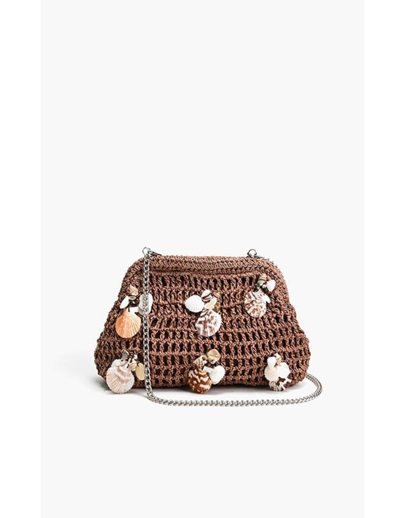 America & Beyond Crochet Shell Clutch Bag