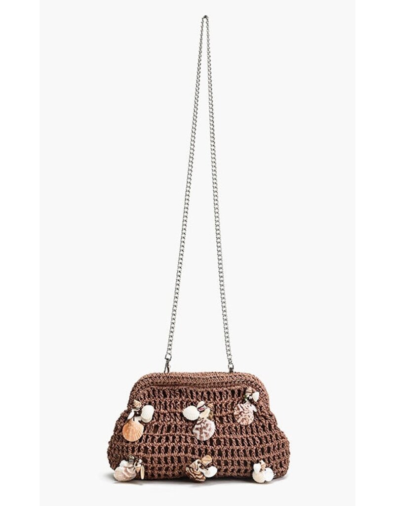 America & Beyond Crochet Shell Clutch Bag