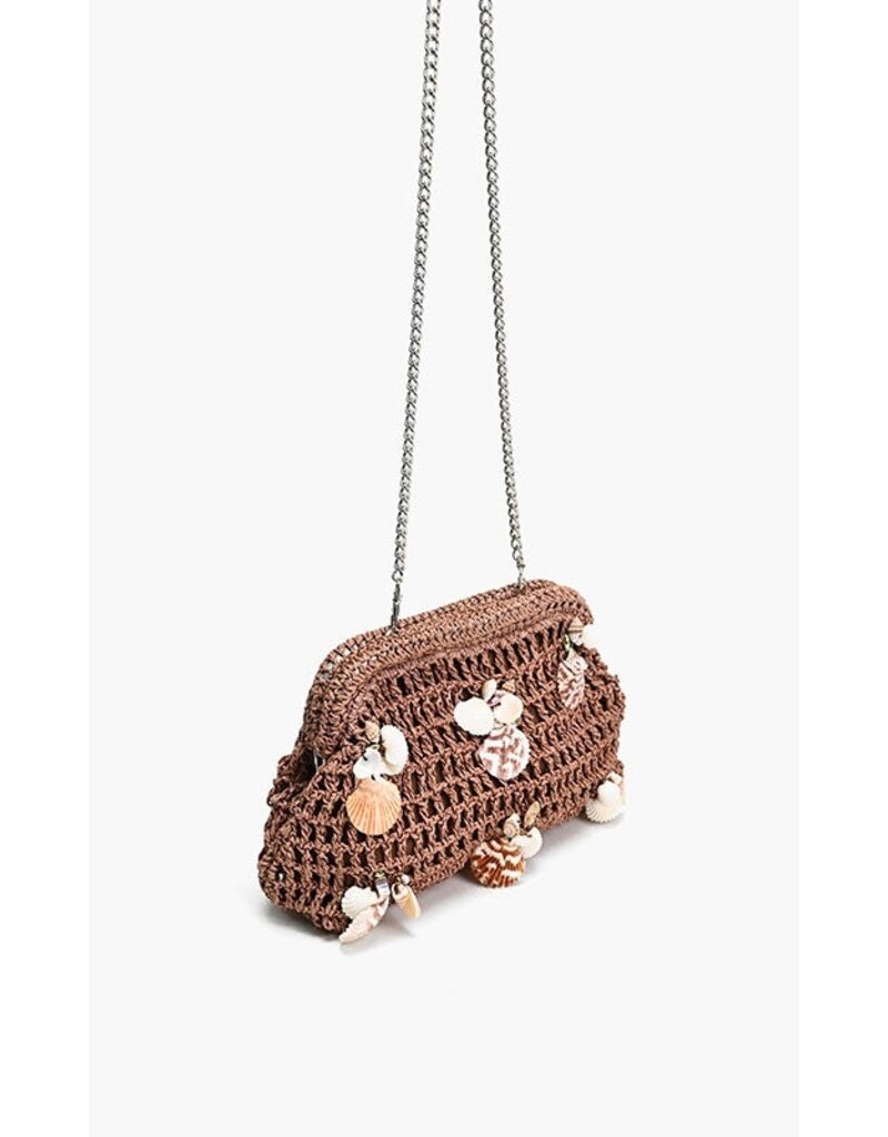 America & Beyond Crochet Shell Clutch Bag