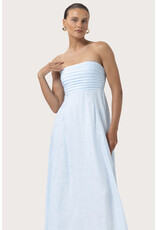 Lusana Talia Linen Pintuck Maxi Dress