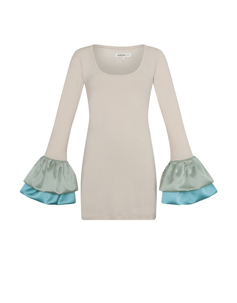 Pitusa Alara Satin Ruffle Mini Dress