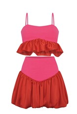 Pitusa Knit Peplum Crop Top & Cloud Skirt Set