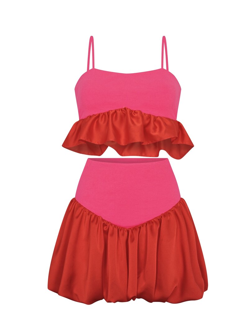 Pitusa Knit Peplum Crop Top & Cloud Skirt Set