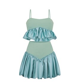 Pitusa Knit Peplum Crop Top & Cloud Skirt Set