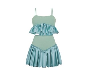 【新品未使用】La Plage Peplum Top perl mint Knit Peplum Crop Top & Cloud Skirt Set - Christina's Boutique