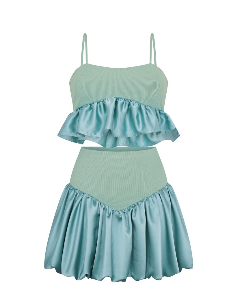 Pitusa Knit Peplum Crop Top & Cloud Skirt Set