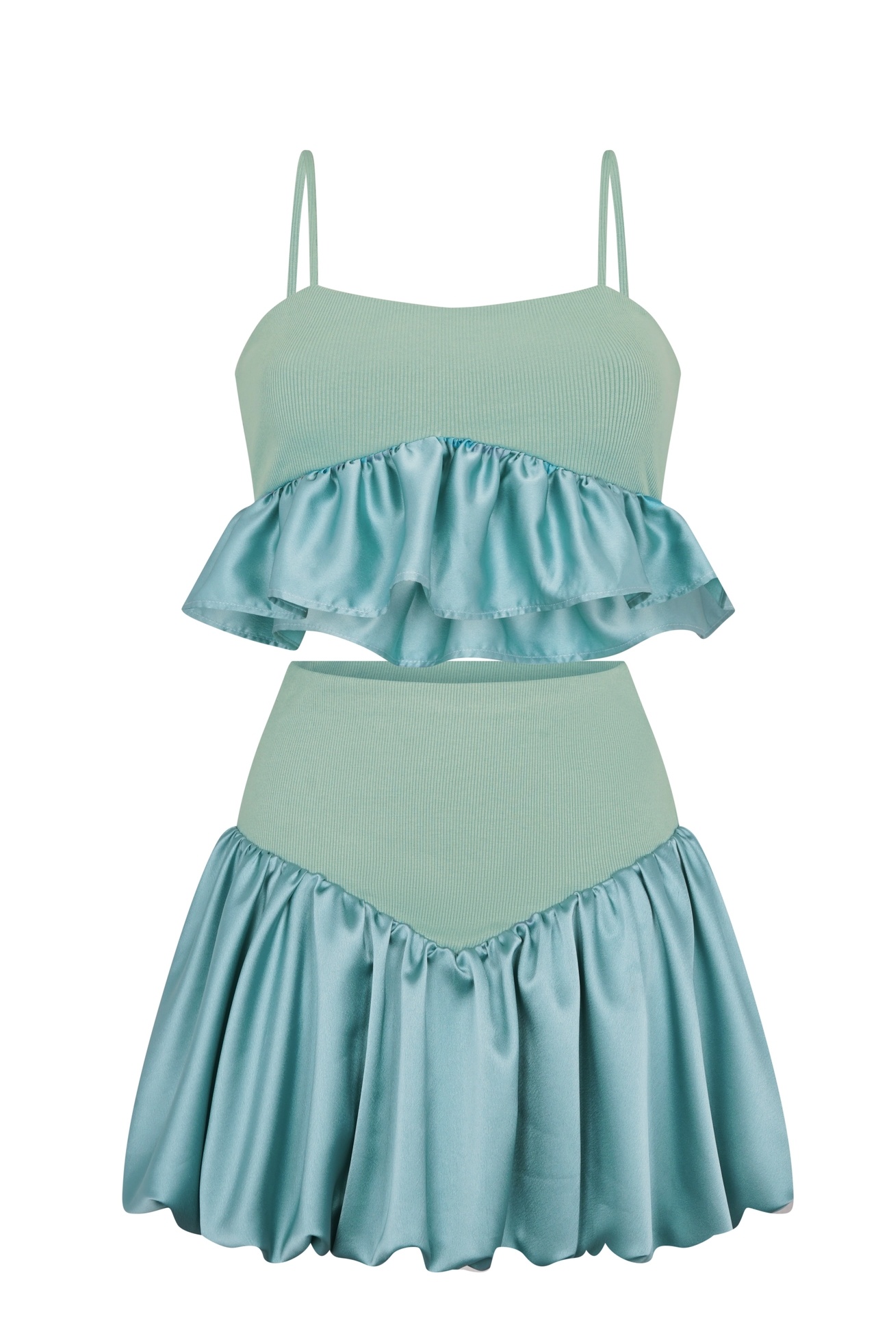 Knit Peplum Crop Top & Cloud Skirt Set - Christina's Boutique