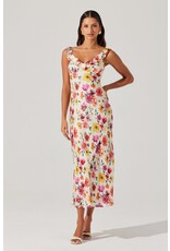 ASTR Zoie Floral Satin Ruffle Dress