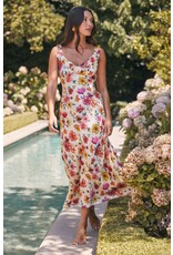 ASTR Zoie Floral Satin Ruffle Dress